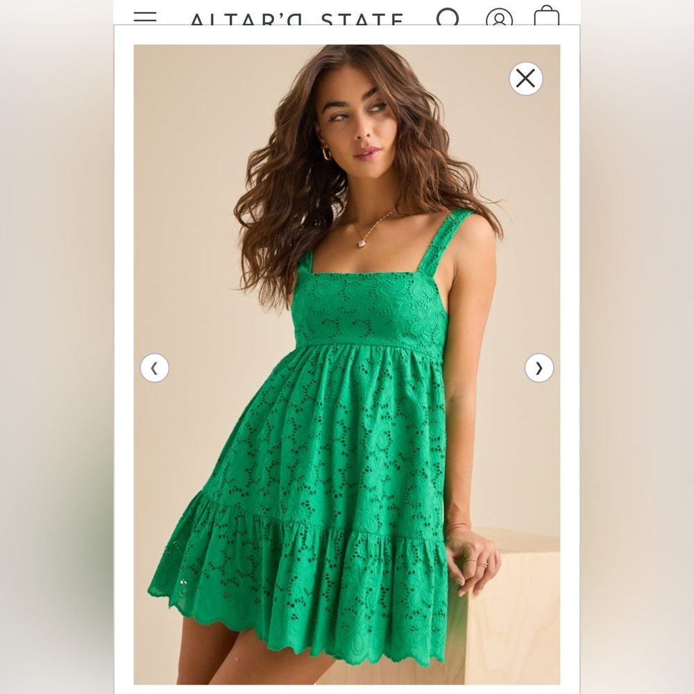 Altar'd State Green Tiered Ruffled Sundress